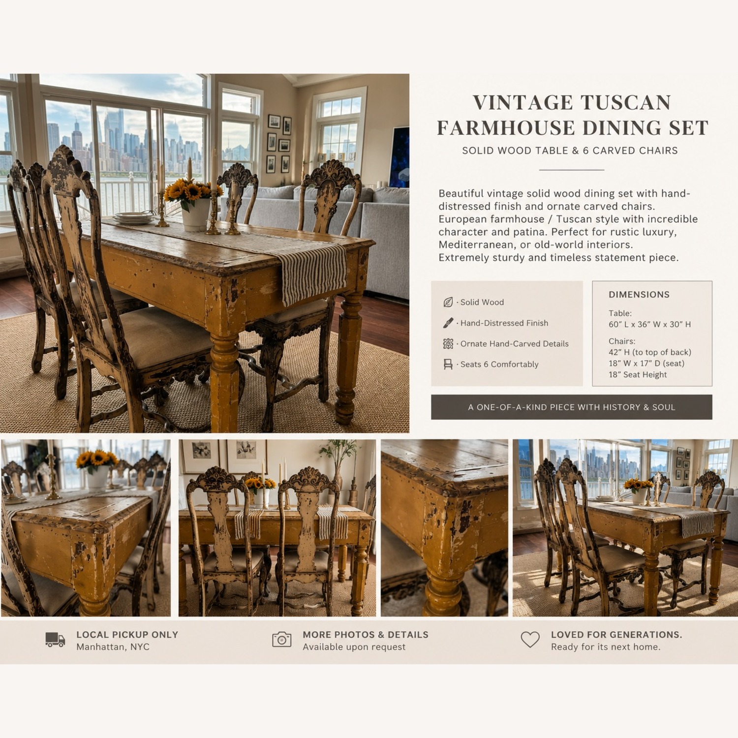 Vintage/Antique Finds Natural Wood Dining Sets - image-5