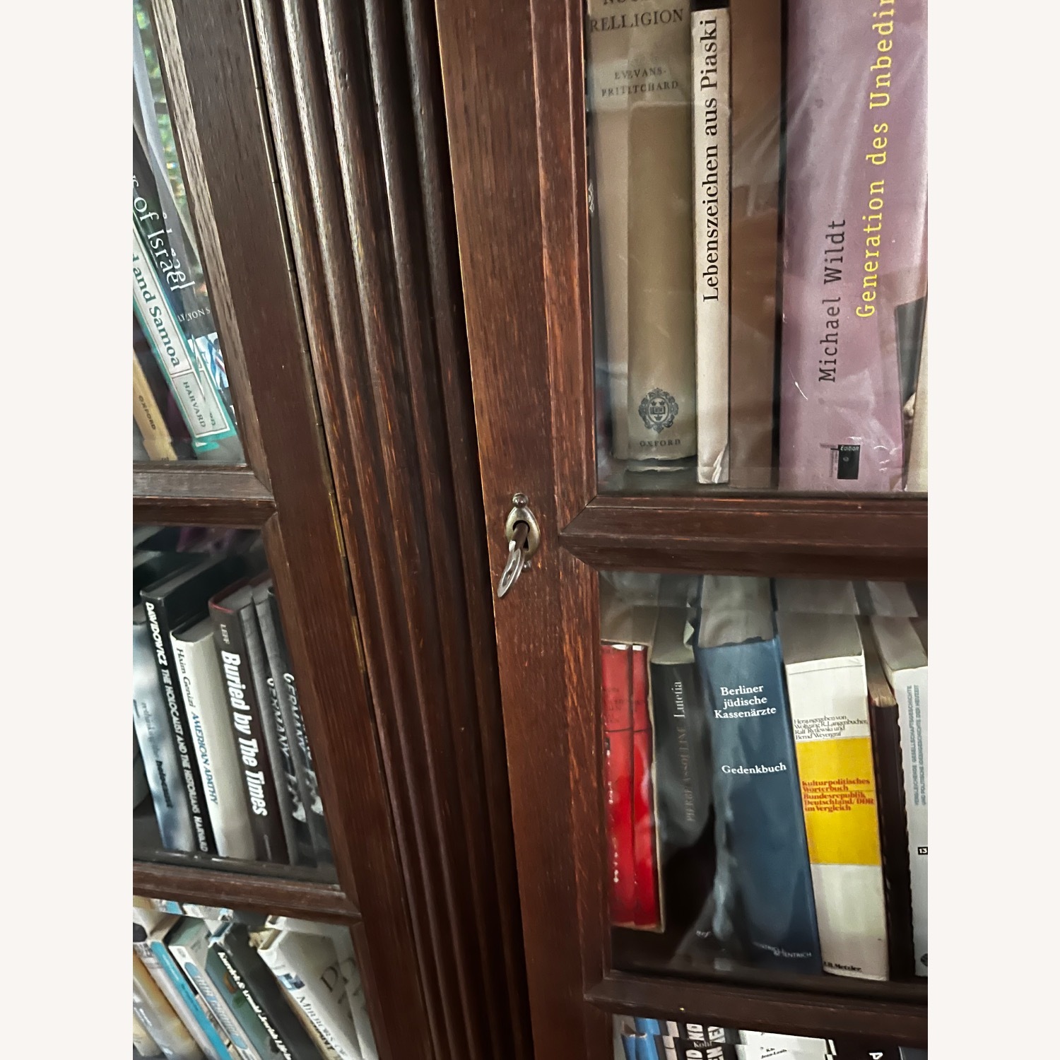Antique Wooden Bookcase With Glass Doors - image-3