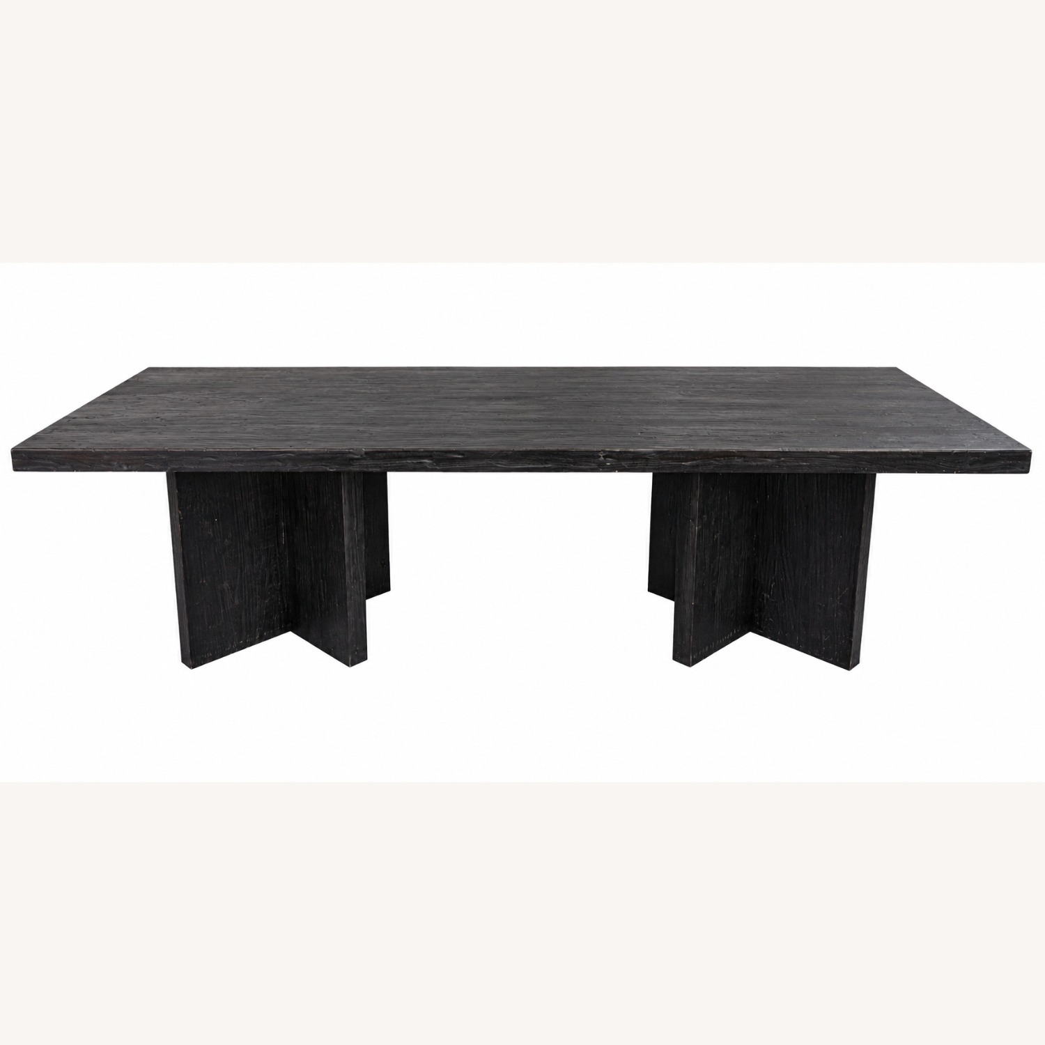 Large Solid Burnt Black Wood Dining Table - image-1