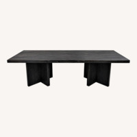 Large Solid Burnt Black Wood Dining Table