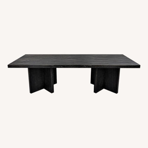 Used Large Solid Burnt Black Wood Dining Table  for sale on AptDeco