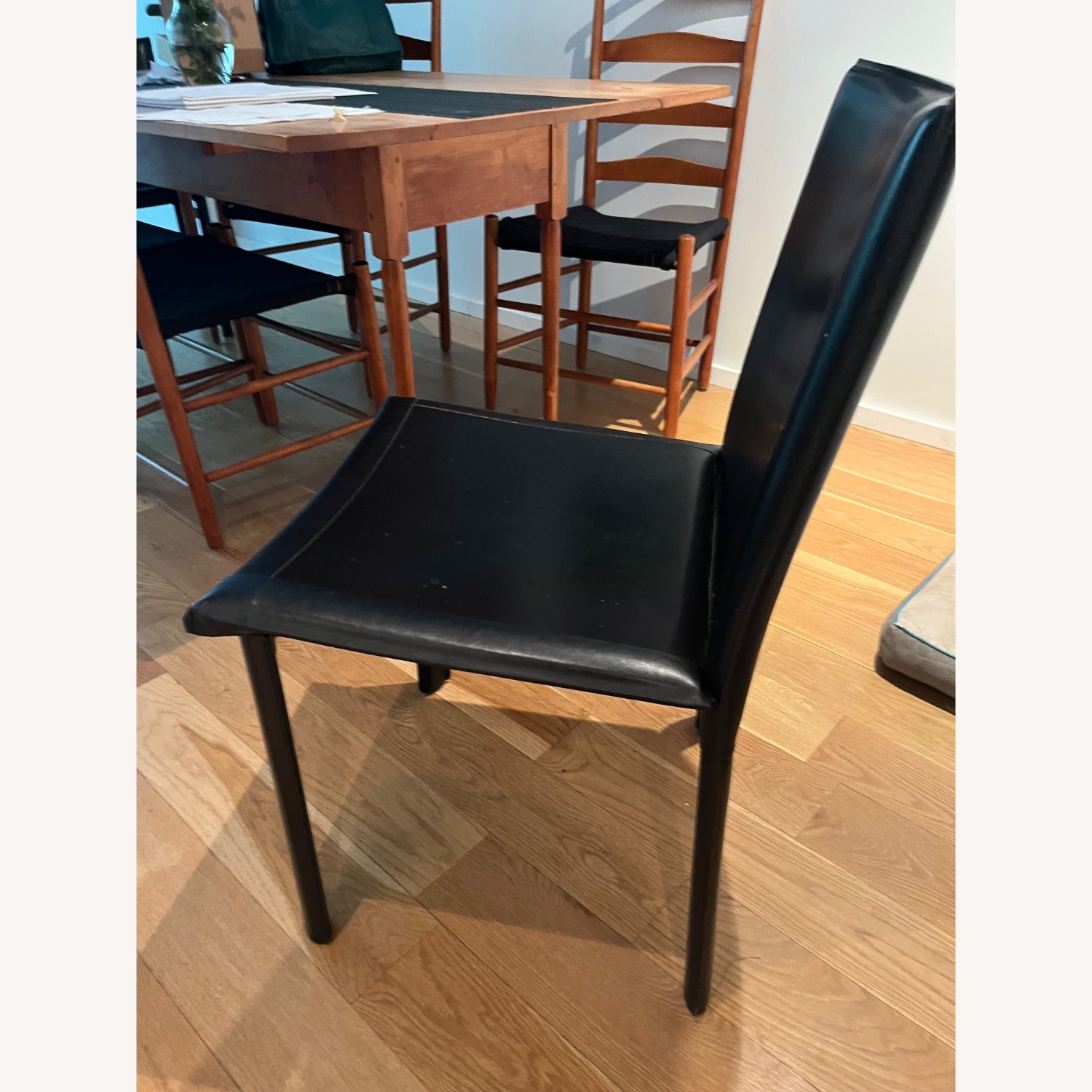 4 Room & Board Black Leather Dining Chairs - image-2
