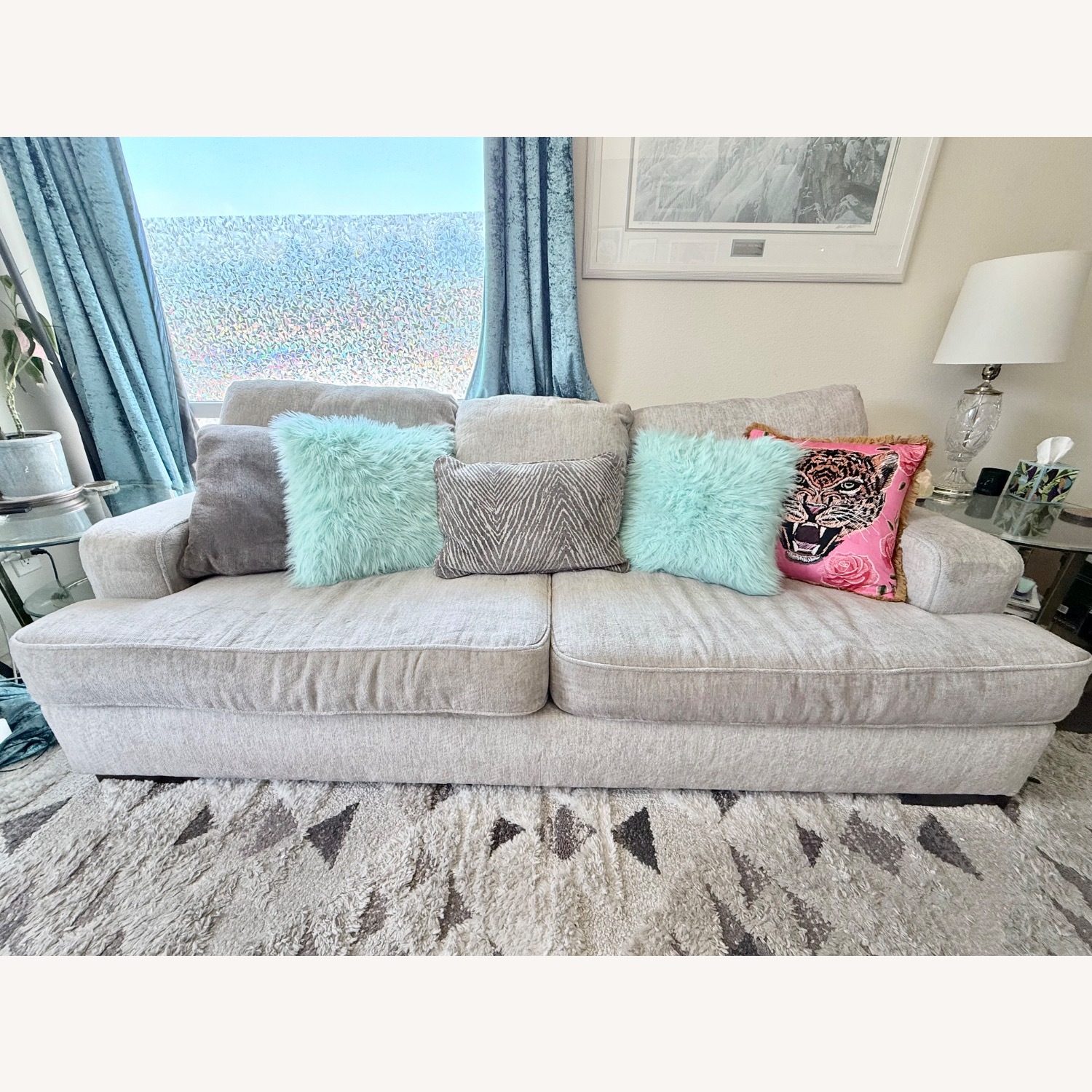 Ashley Furniture Alesandra Natural Fabric 3+ Seater Sofa - image-1