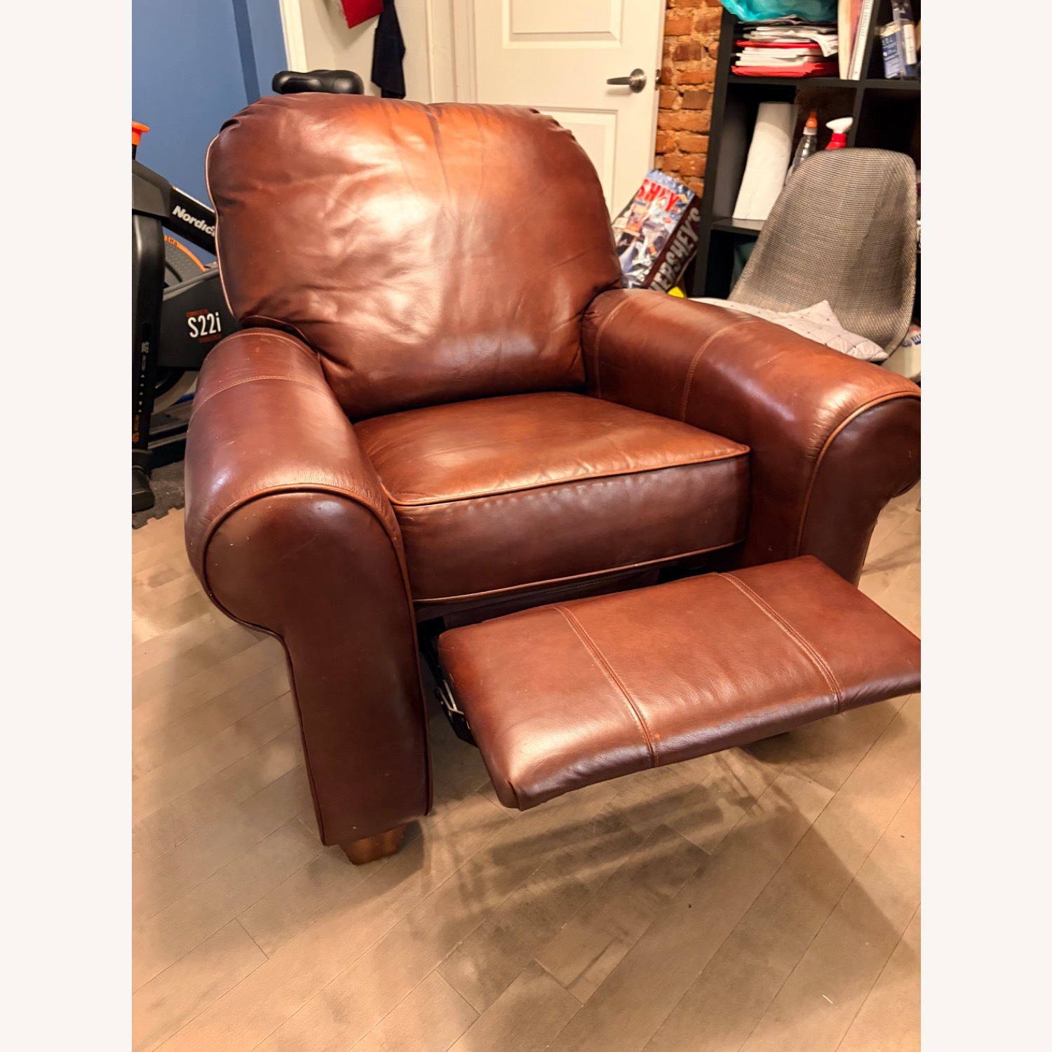 Flexsteel Dark Brown Leather Recliner - image-1