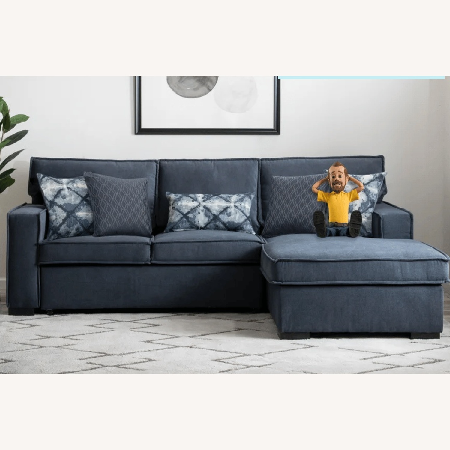 Bob's Discount Furniture Blue 3+ Seater Sofa - image-4