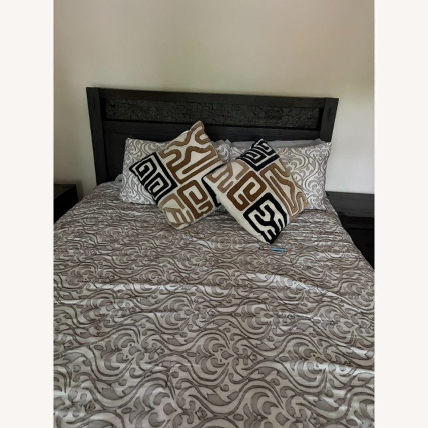 Raymour & Flanigan Dark Brown Queen Bed - image-1