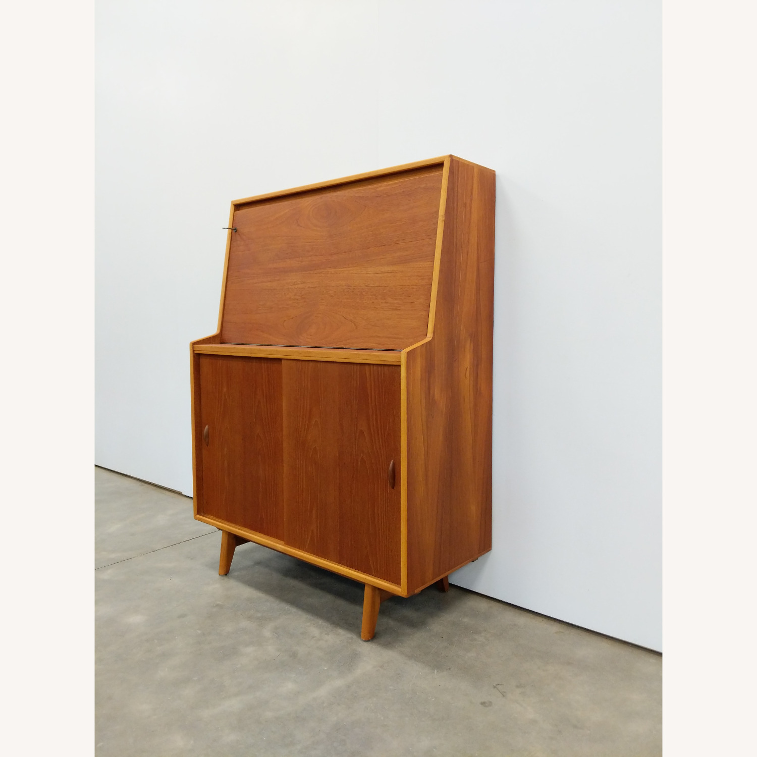 Vintage Mid Century Modern Teak Secretary Desk - image-1