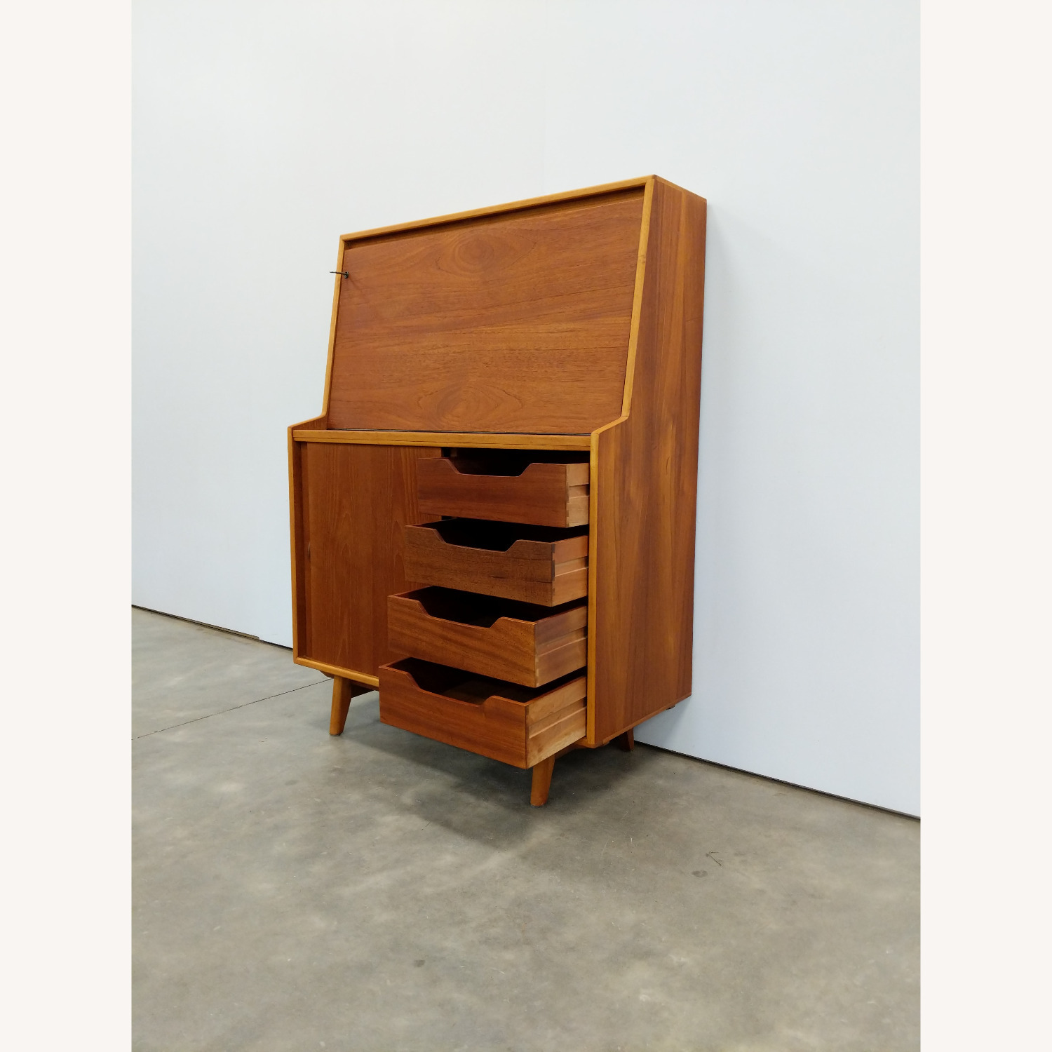 Vintage Mid Century Modern Teak Secretary Desk - image-2
