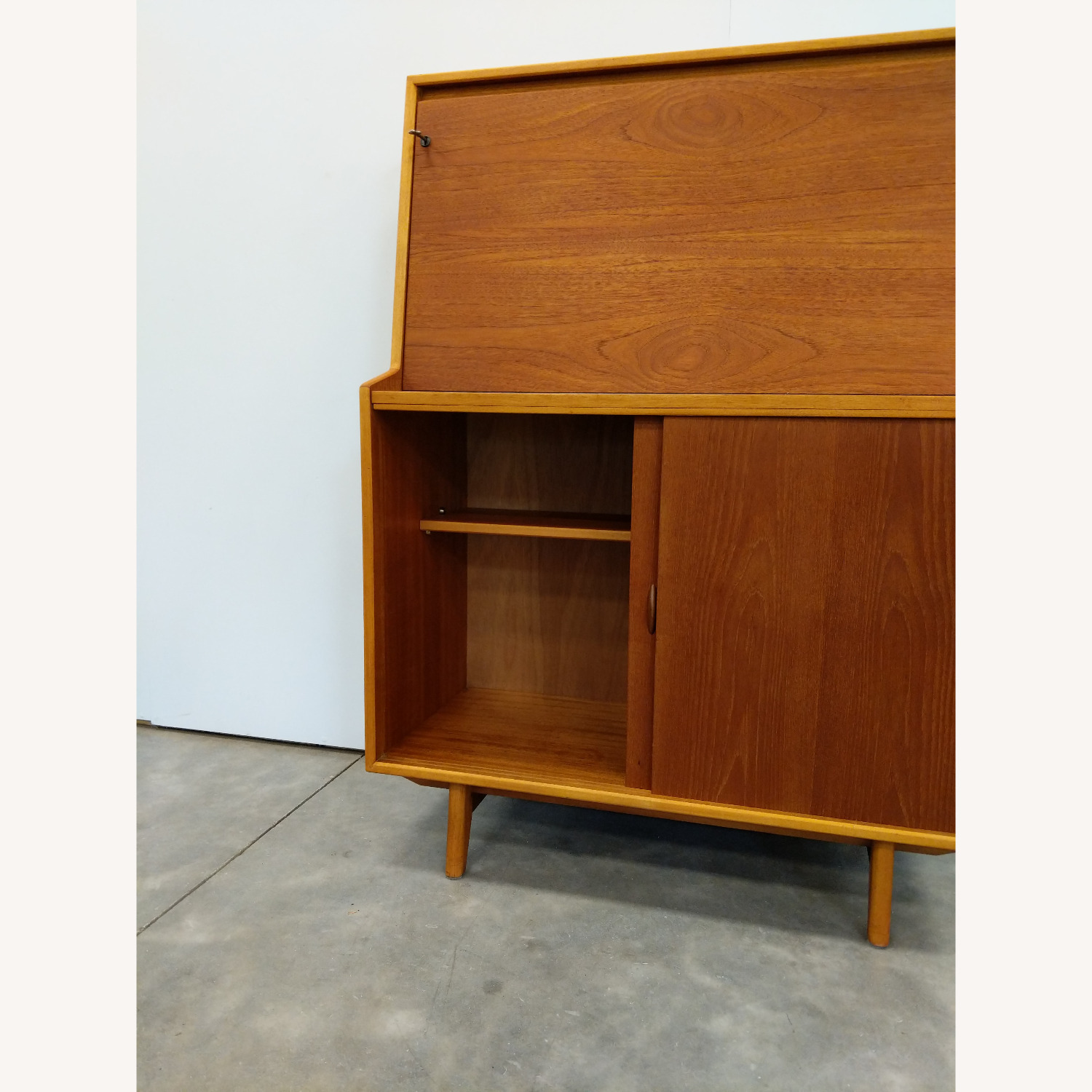 Vintage Mid Century Modern Teak Secretary Desk - image-3