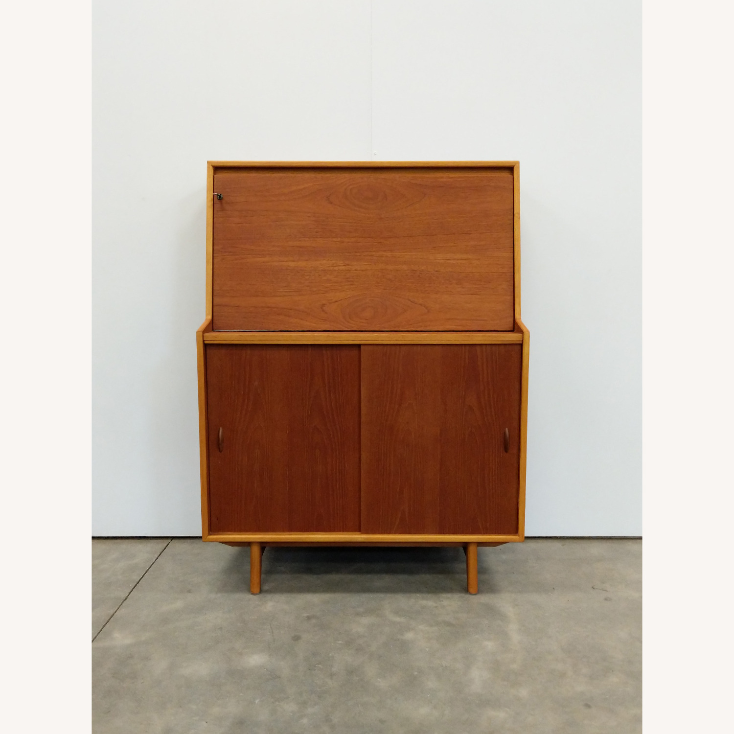 Vintage Mid Century Modern Teak Secretary Desk - image-9