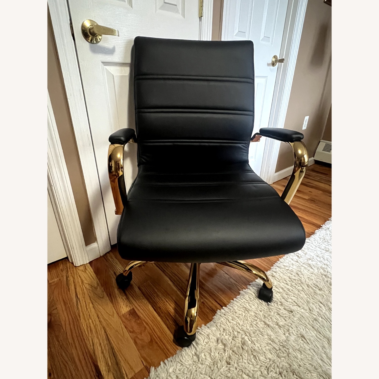 Black Faux Leather Office Chair - image-2