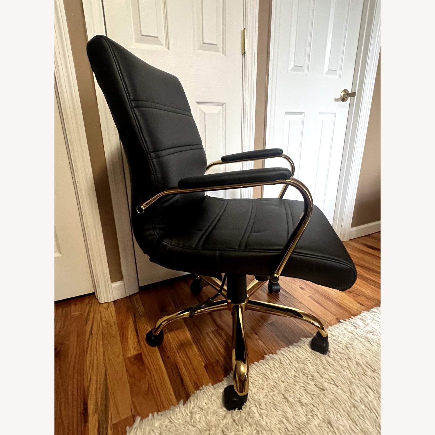 Black Faux Leather Office Chair - image-4