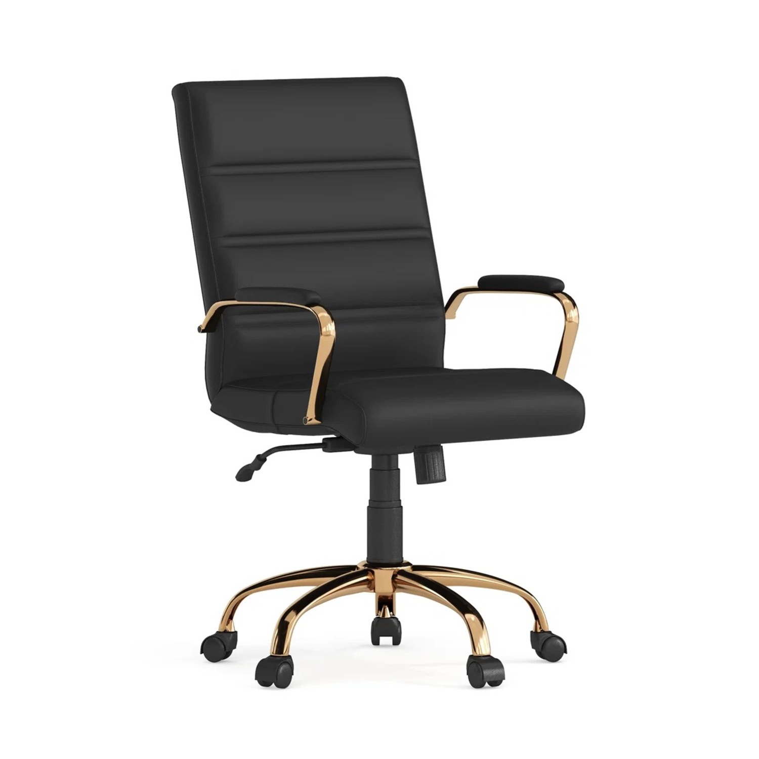 Black Faux Leather Office Chair - image-1