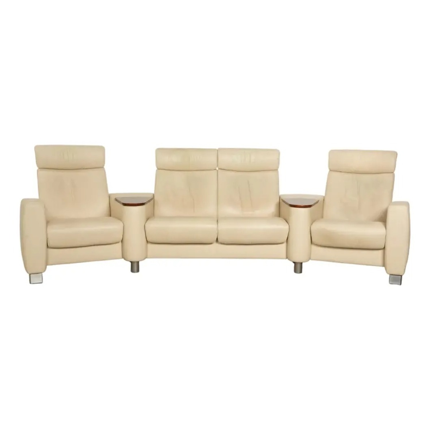 Vintage/Antique Natural Leather 3+ Seater Sofa - image-1