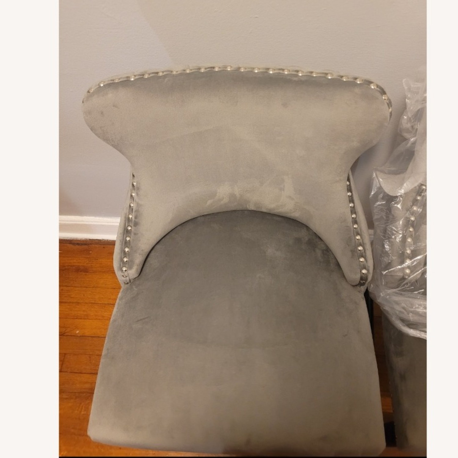 Light Gray Velvet Stools - image-2