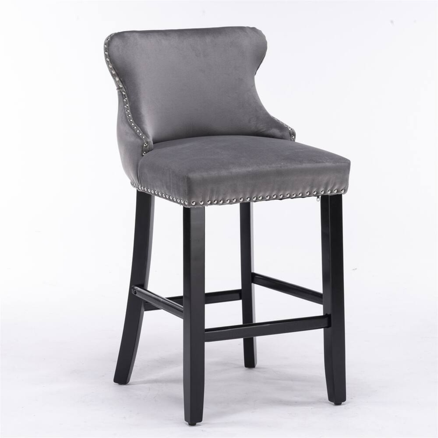 Light Gray Velvet Stools - image-9