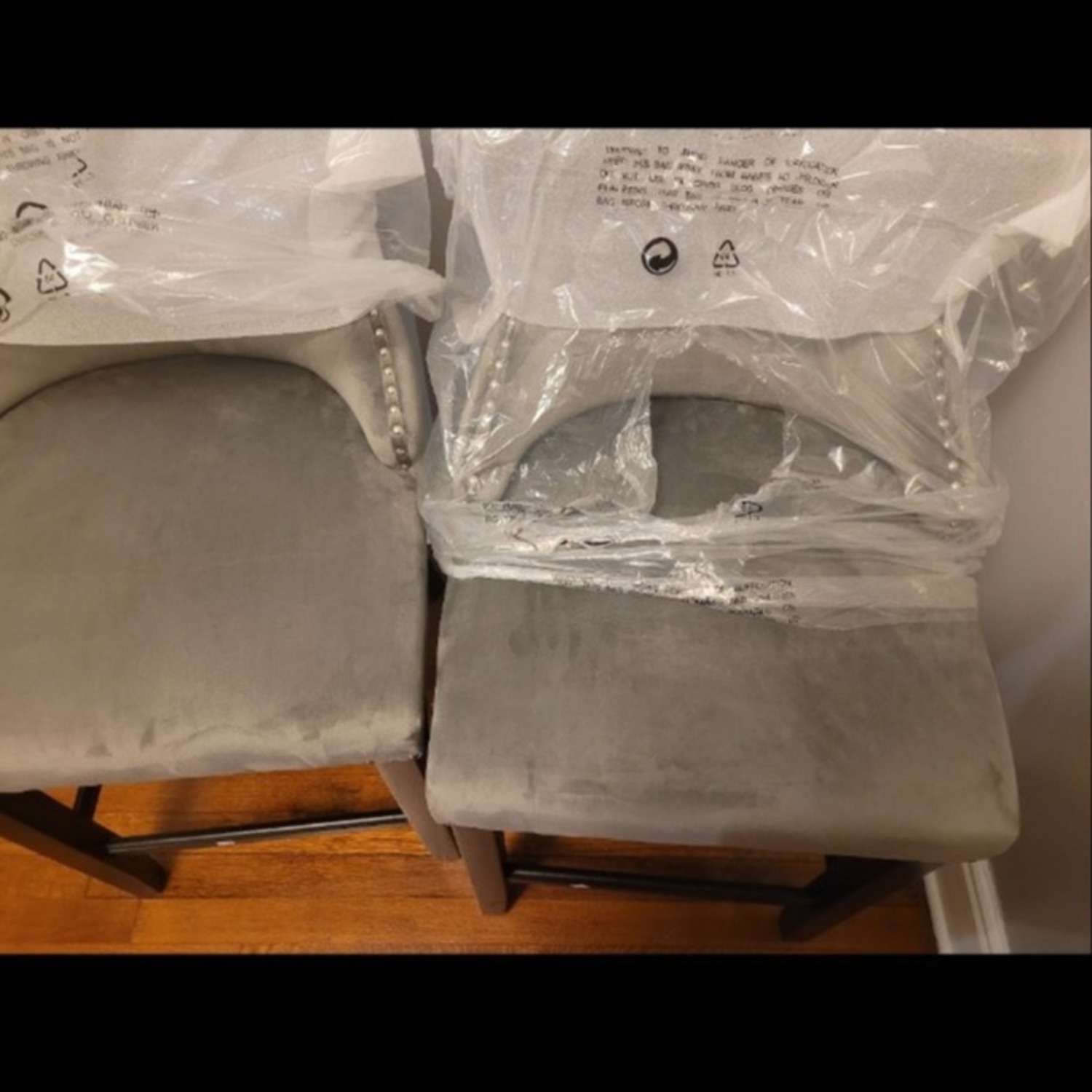 Light Gray Velvet Stools - image-5
