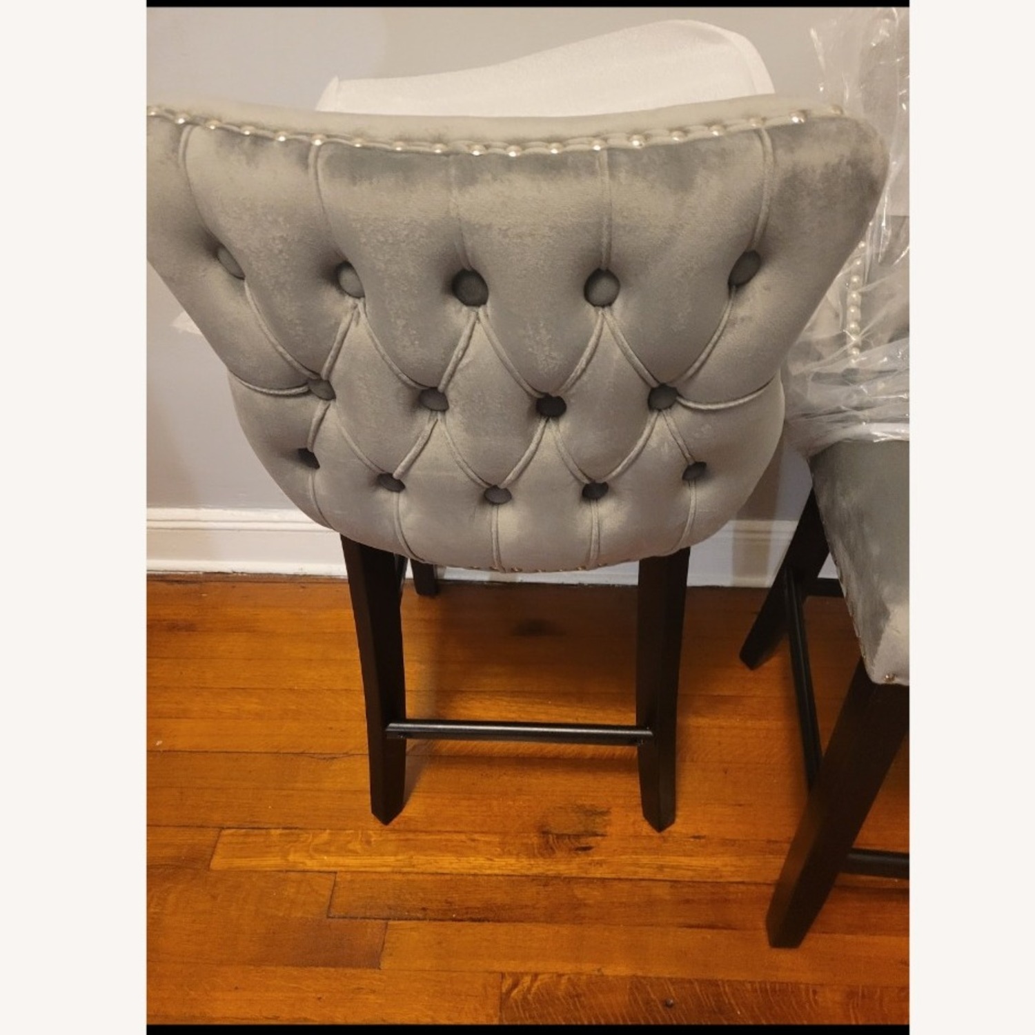 Light Gray Velvet Stools - image-4