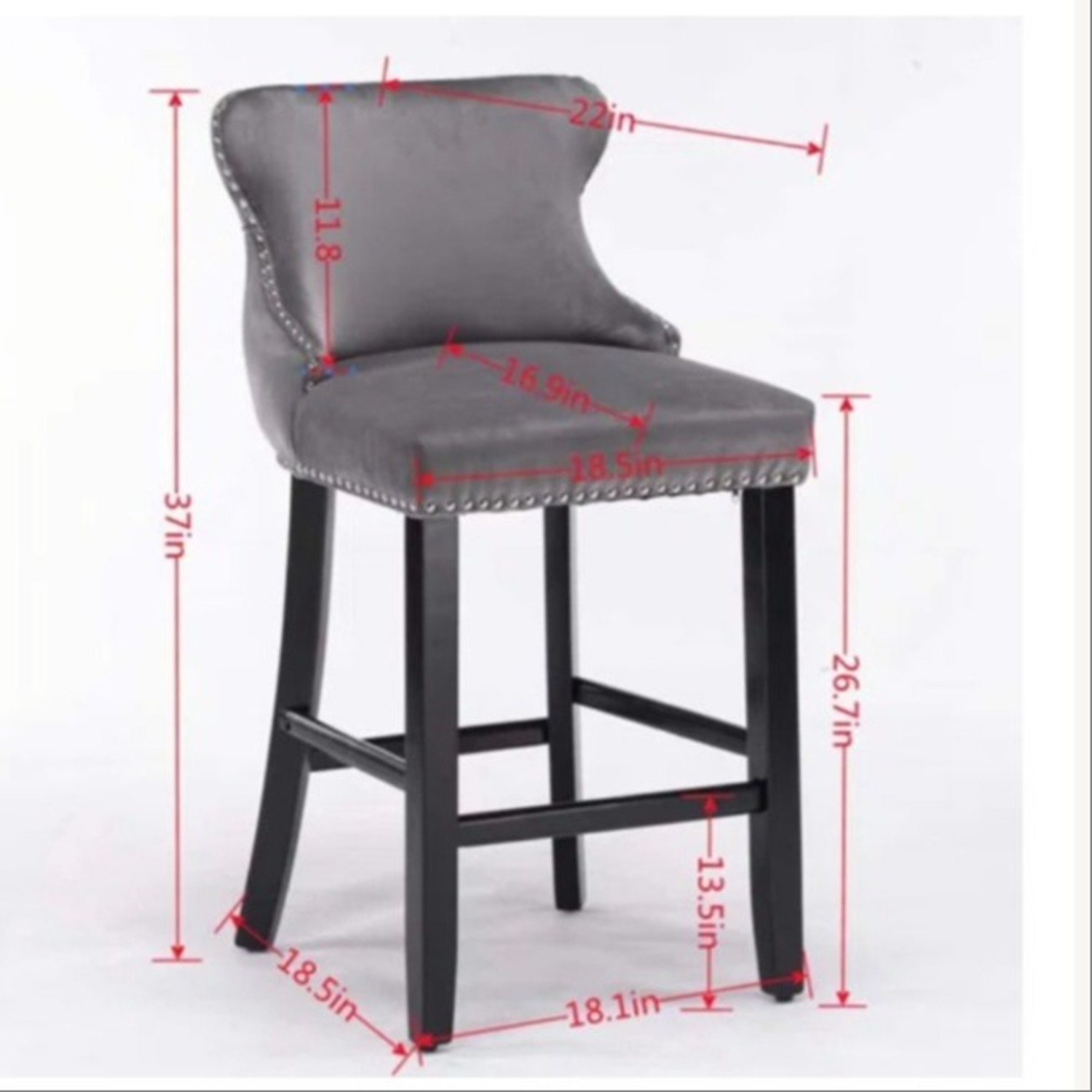 Light Gray Velvet Stools - image-8