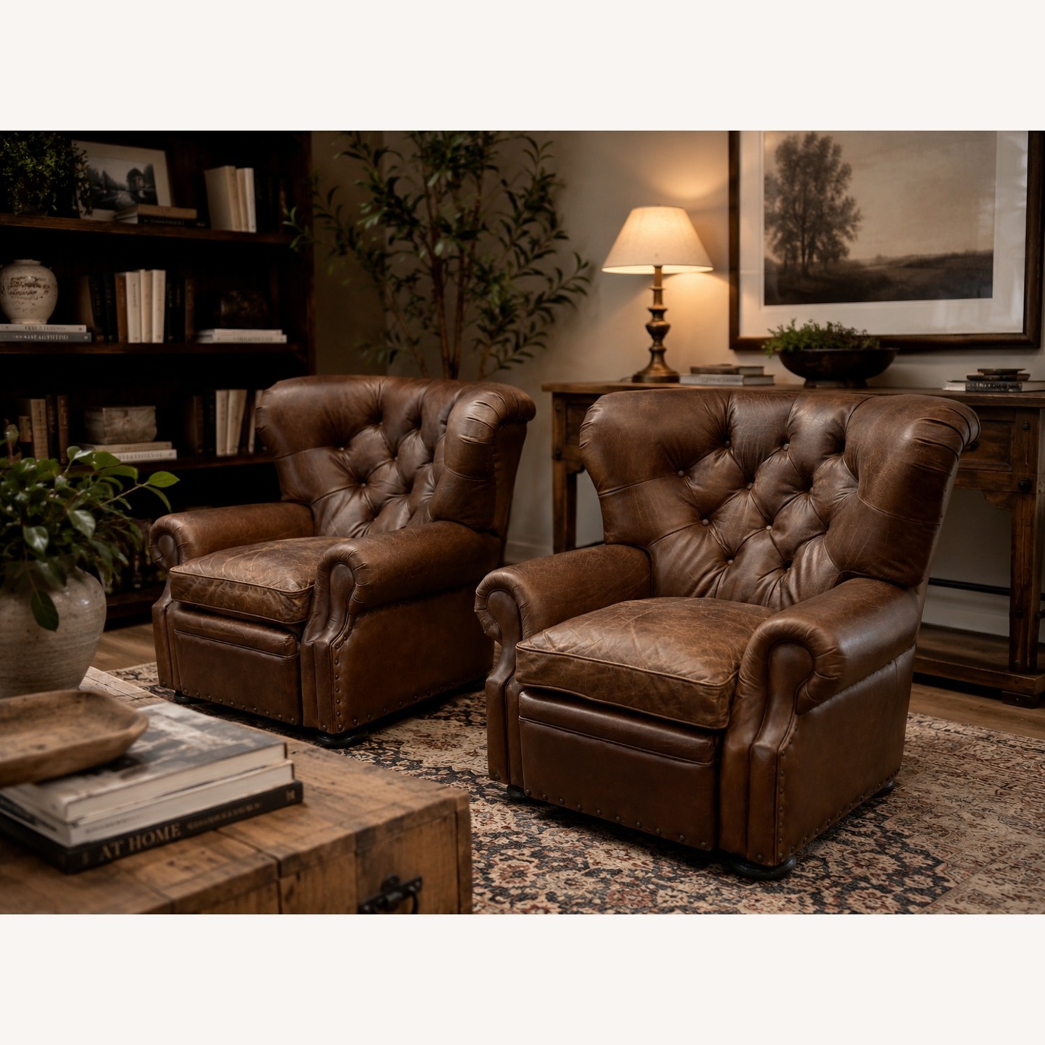 Restoration Hardware Churchill Leather Recliner – Set of 2 - image-0