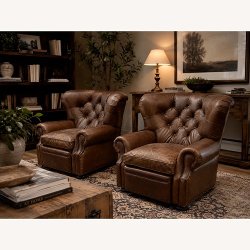 Used Restoration Hardware Churchill Leather Recliner – Set of 2 for sale on AptDeco
