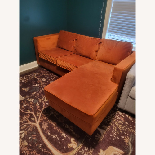 Used Apt2b Catalina Orange Velvet Sleeper Sofa for sale on AptDeco