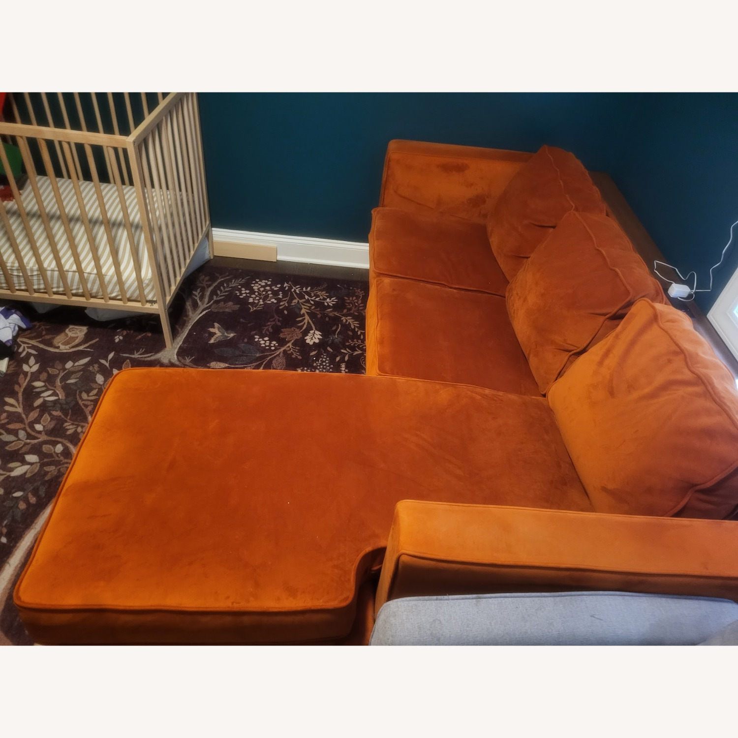 Apt2b Catalina Orange Velvet Sleeper Sofa - image-2