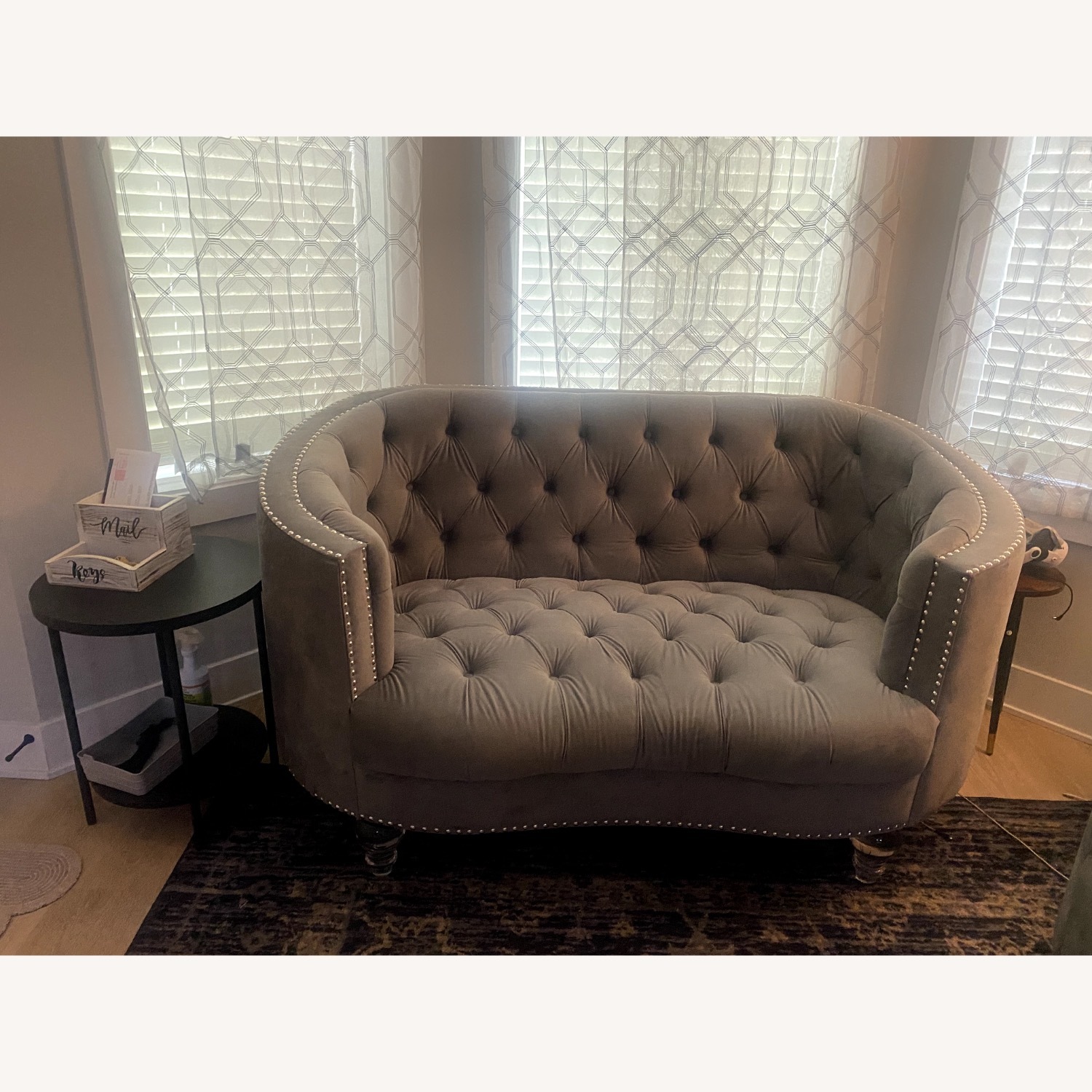Light Gray Velvet 2 Seater Sofa - image-2