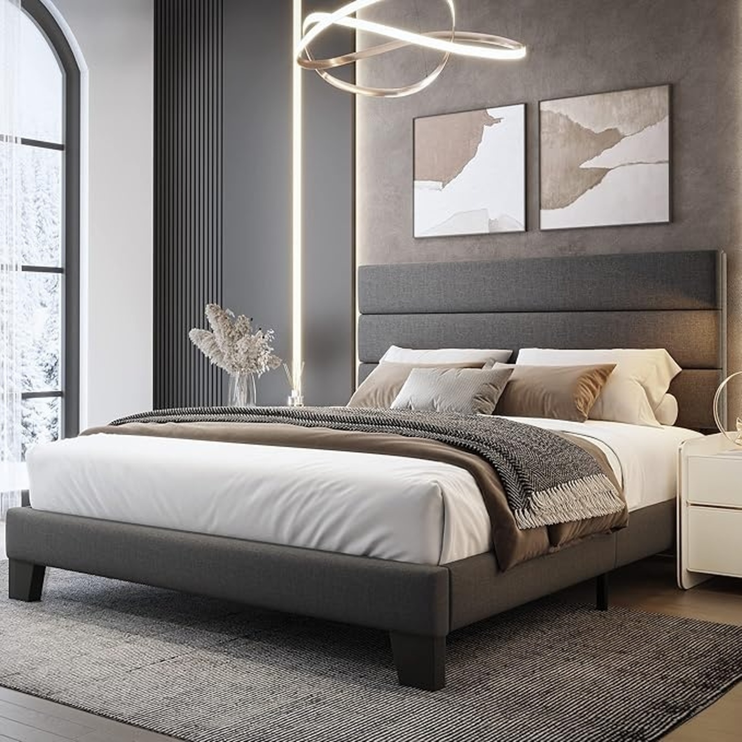 WEEWAY Dark Gray Wood Full Bed - image-4