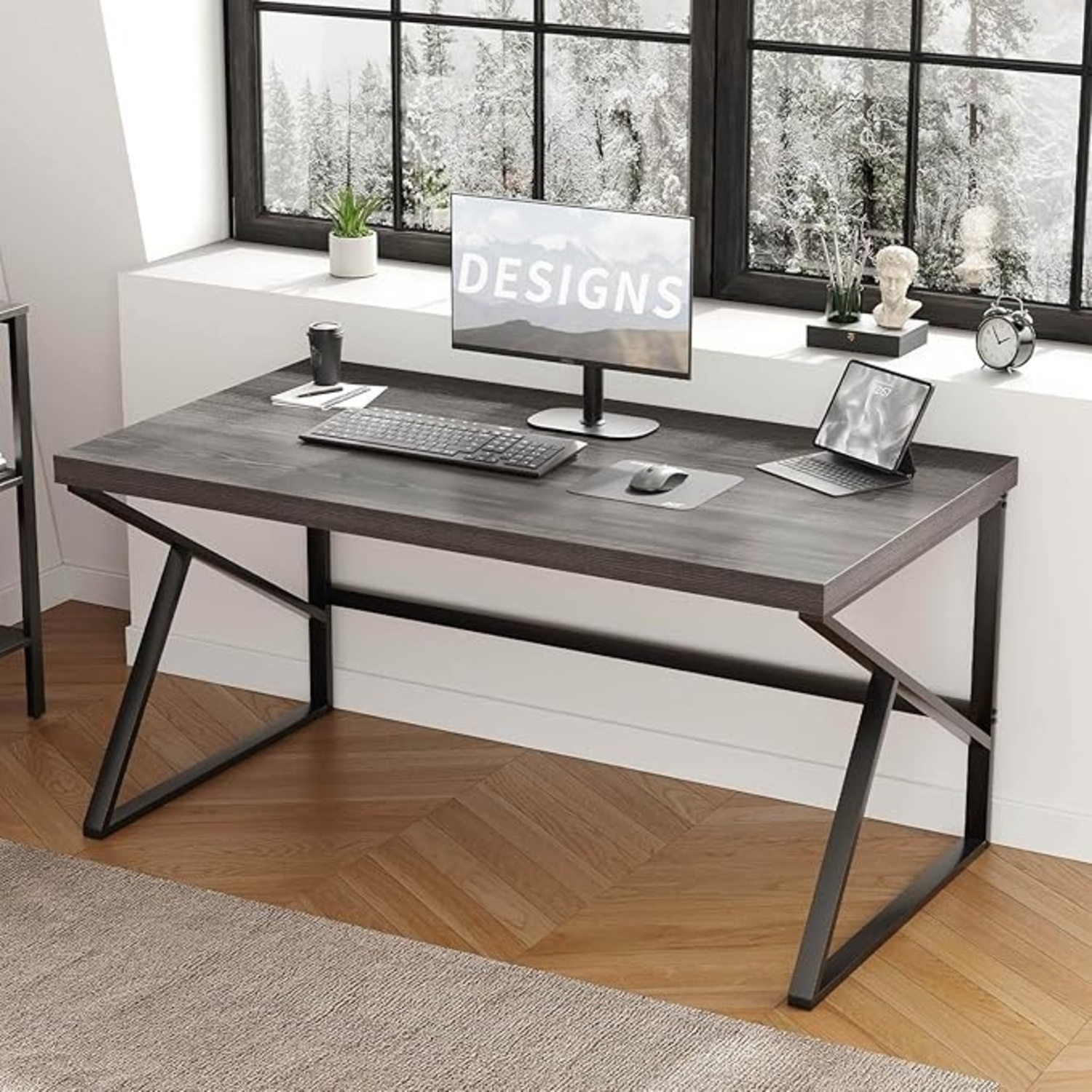 HSH Industrial Light Gray Wood Desk - image-4