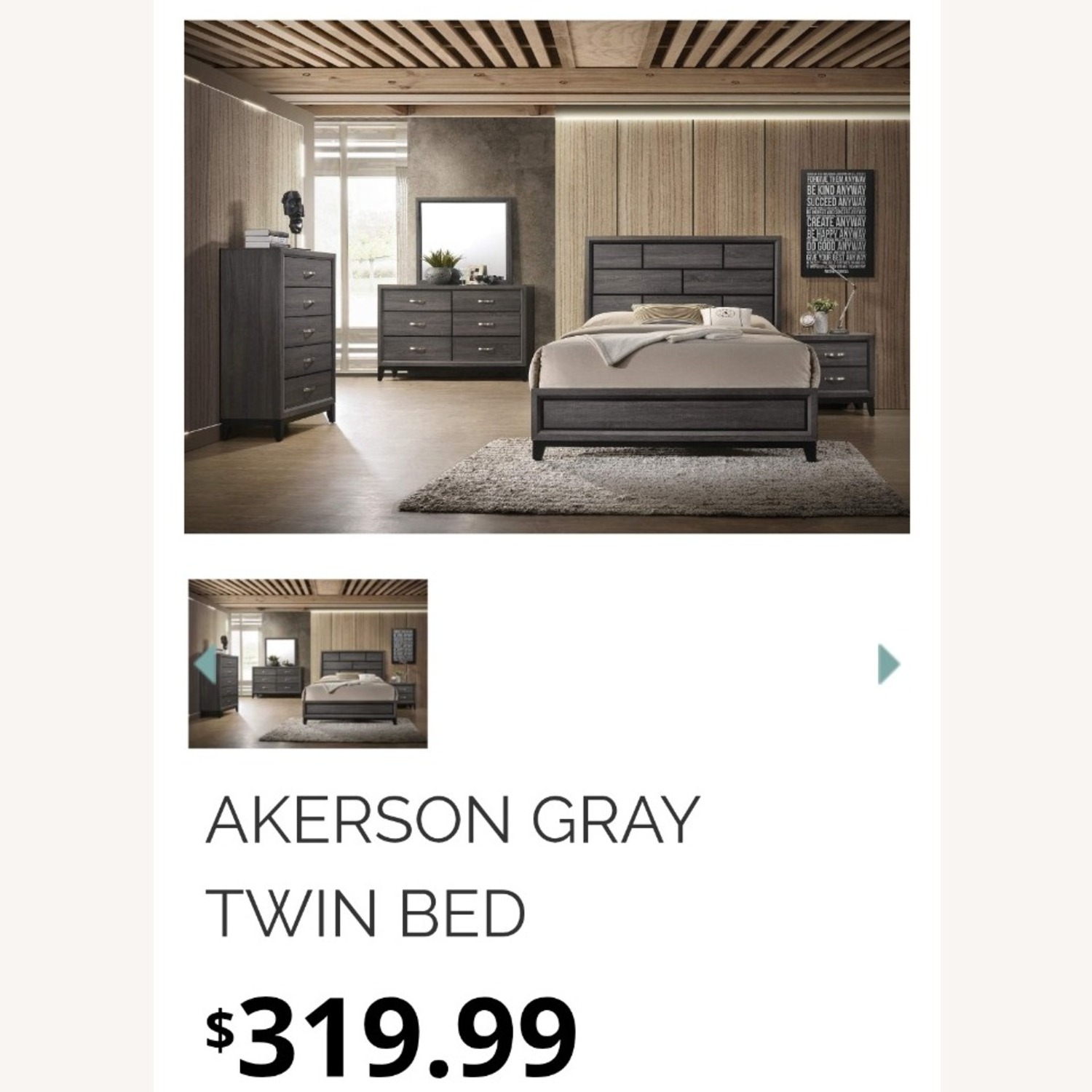 Light Gray Twin Bed - image-5