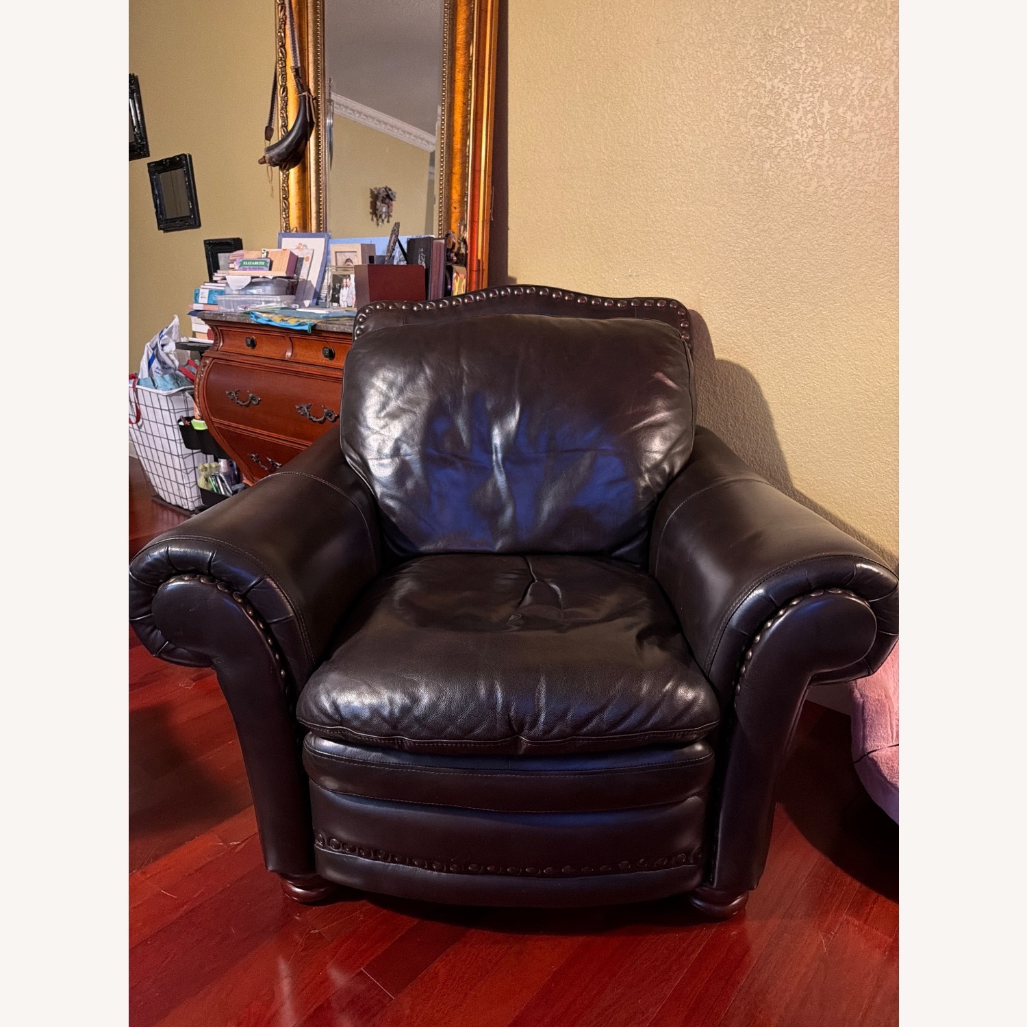 Havertys Leather Club Armchair - image-4