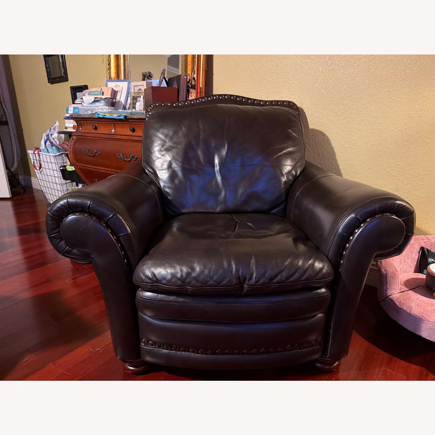 Havertys Leather Club Armchair - image-1