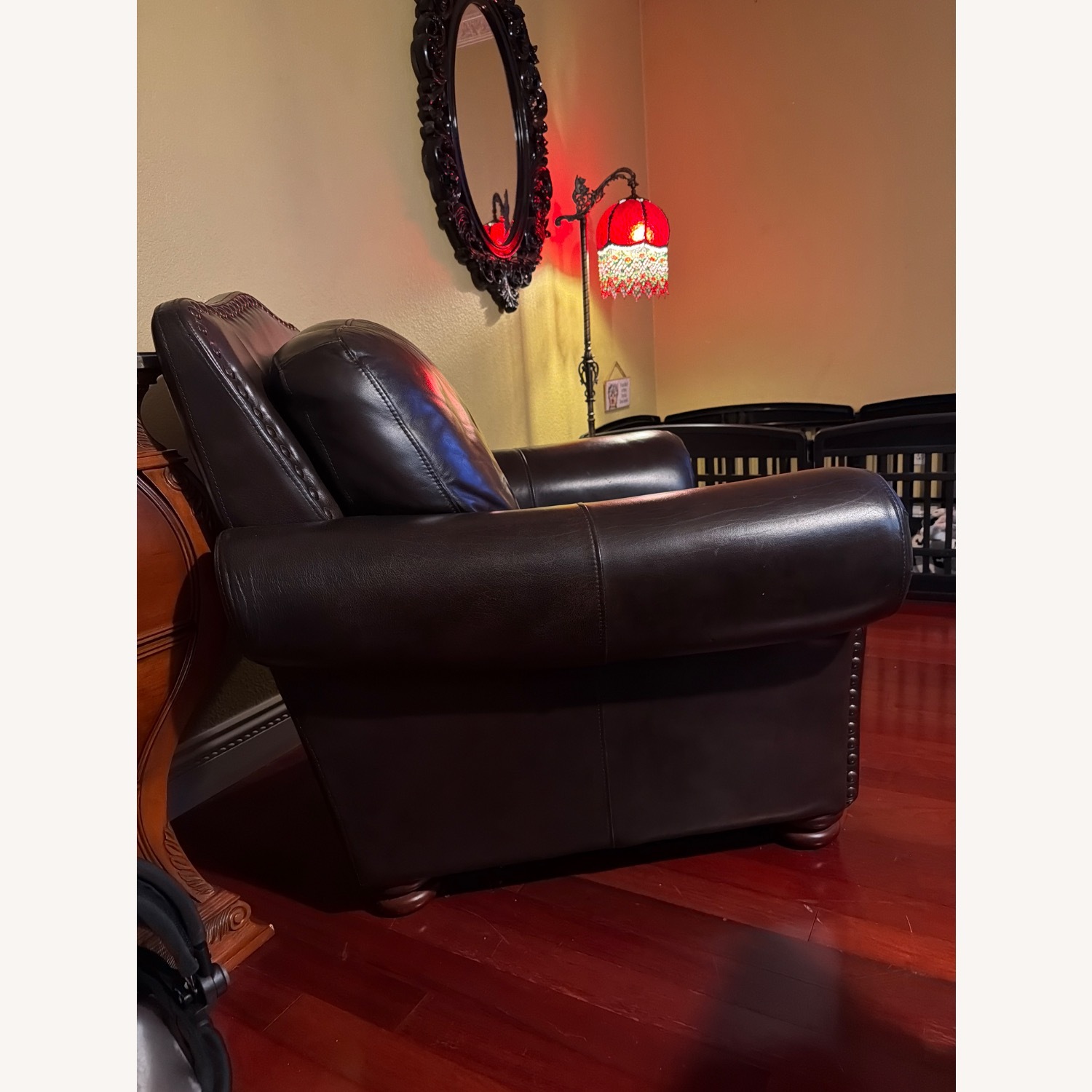 Havertys Leather Club Armchair - image-2