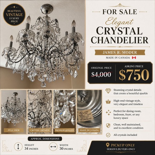 Used Elegant Crystal Chandelier for sale on AptDeco