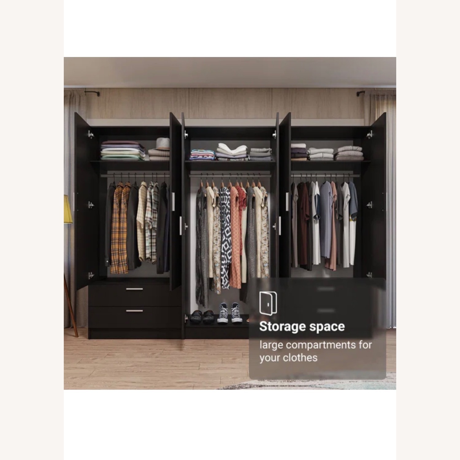 MADESA 6 Doors 4 Drawers Wardrobe Set - image-3