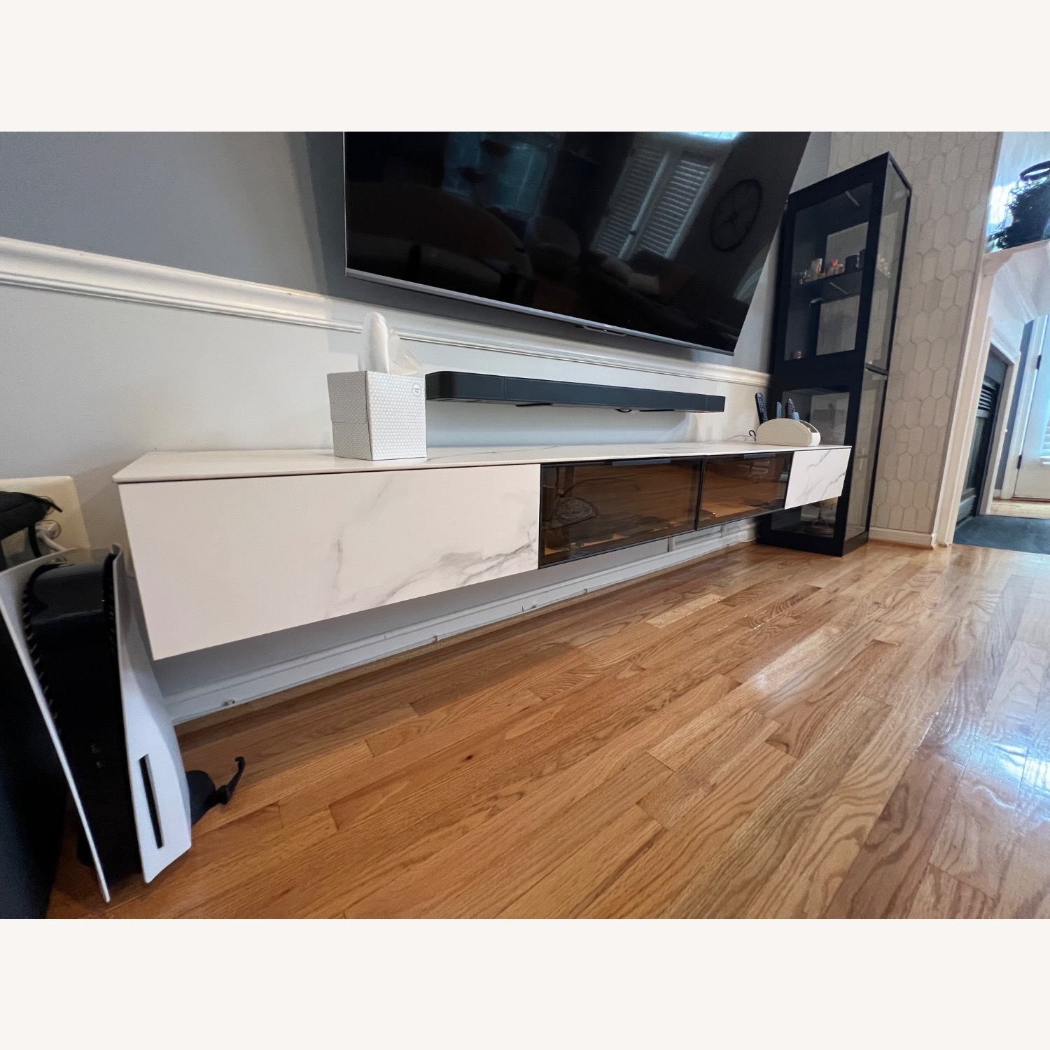 White Wall Shelf - Floating TV Console - image-3