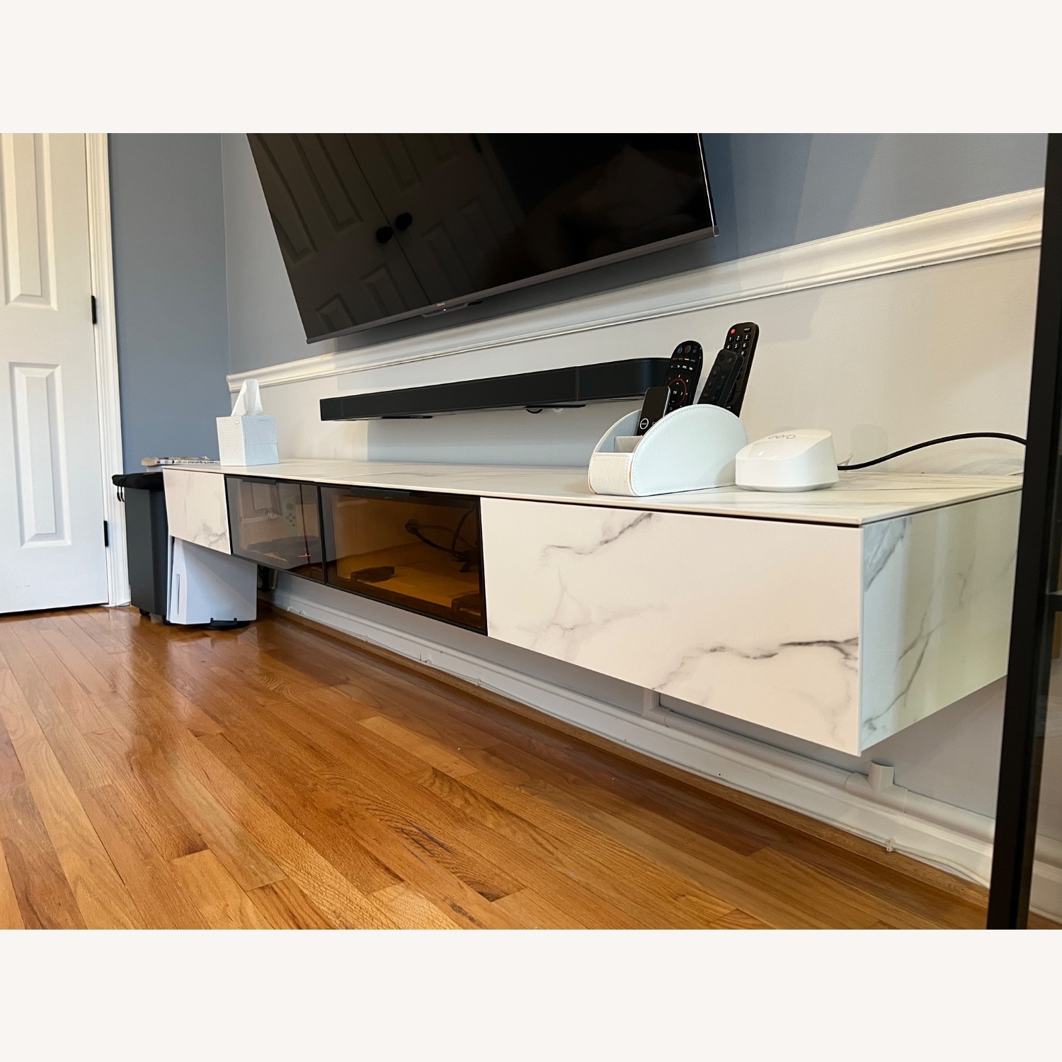 White Wall Shelf - Floating TV Console - image-2