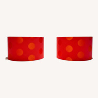 2 Retro Drum Lampshades 12 x 12 x 7"