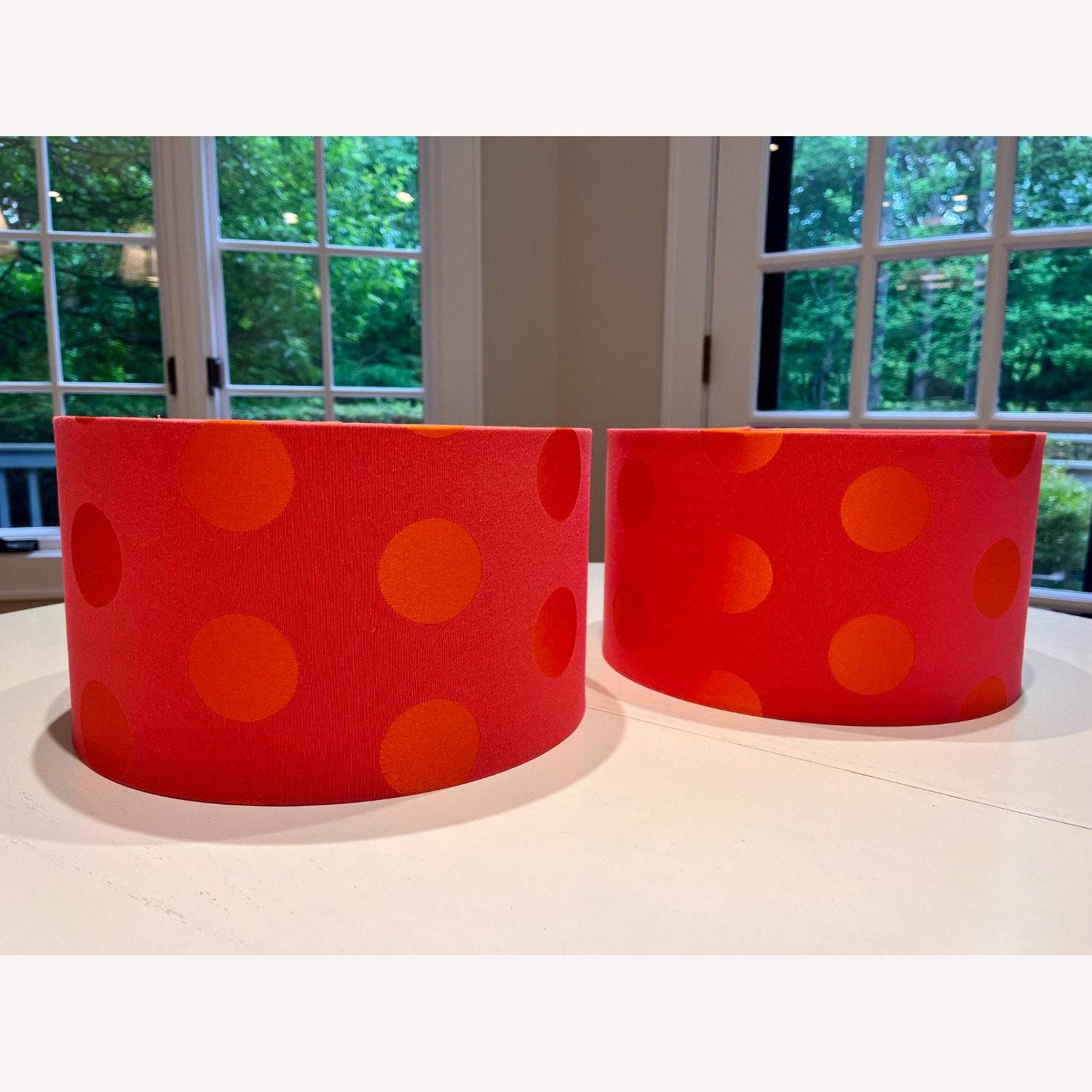 2 Retro Drum Lampshades 12 x 12 x 7" - image-1