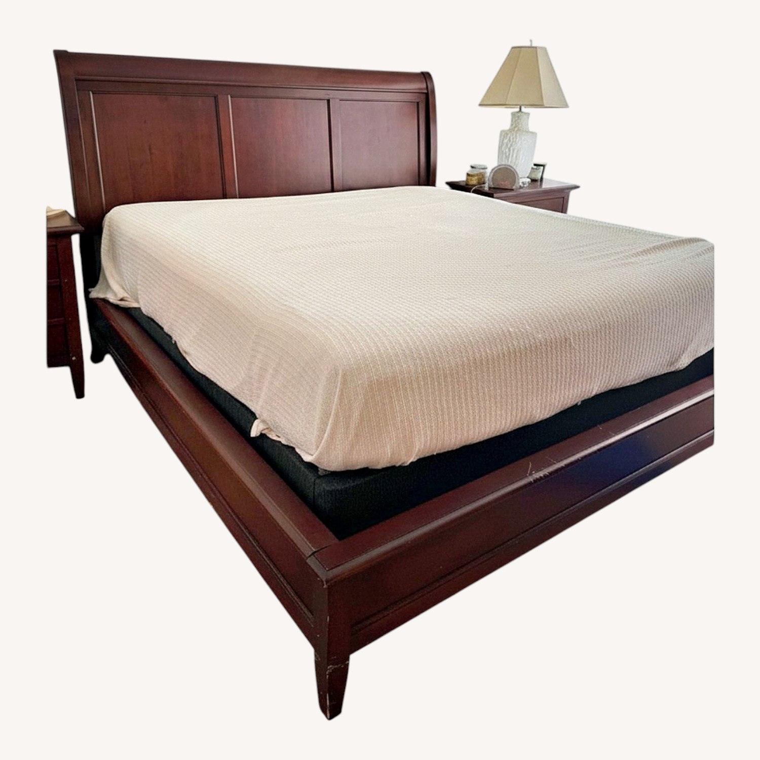 Dark Brown Wood King Bed - image-4