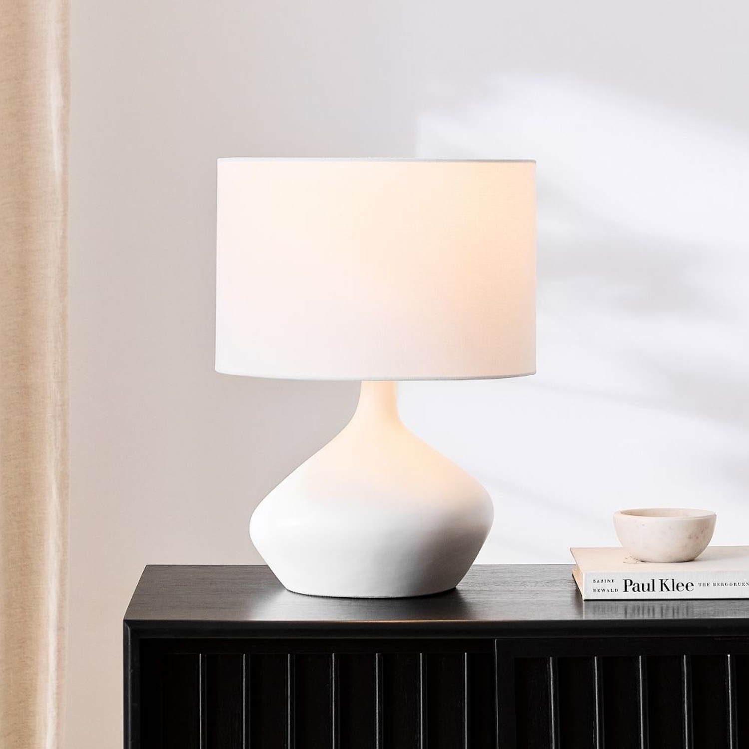 West Elm Asymmetry White Ceramic Table Lamp - image-4