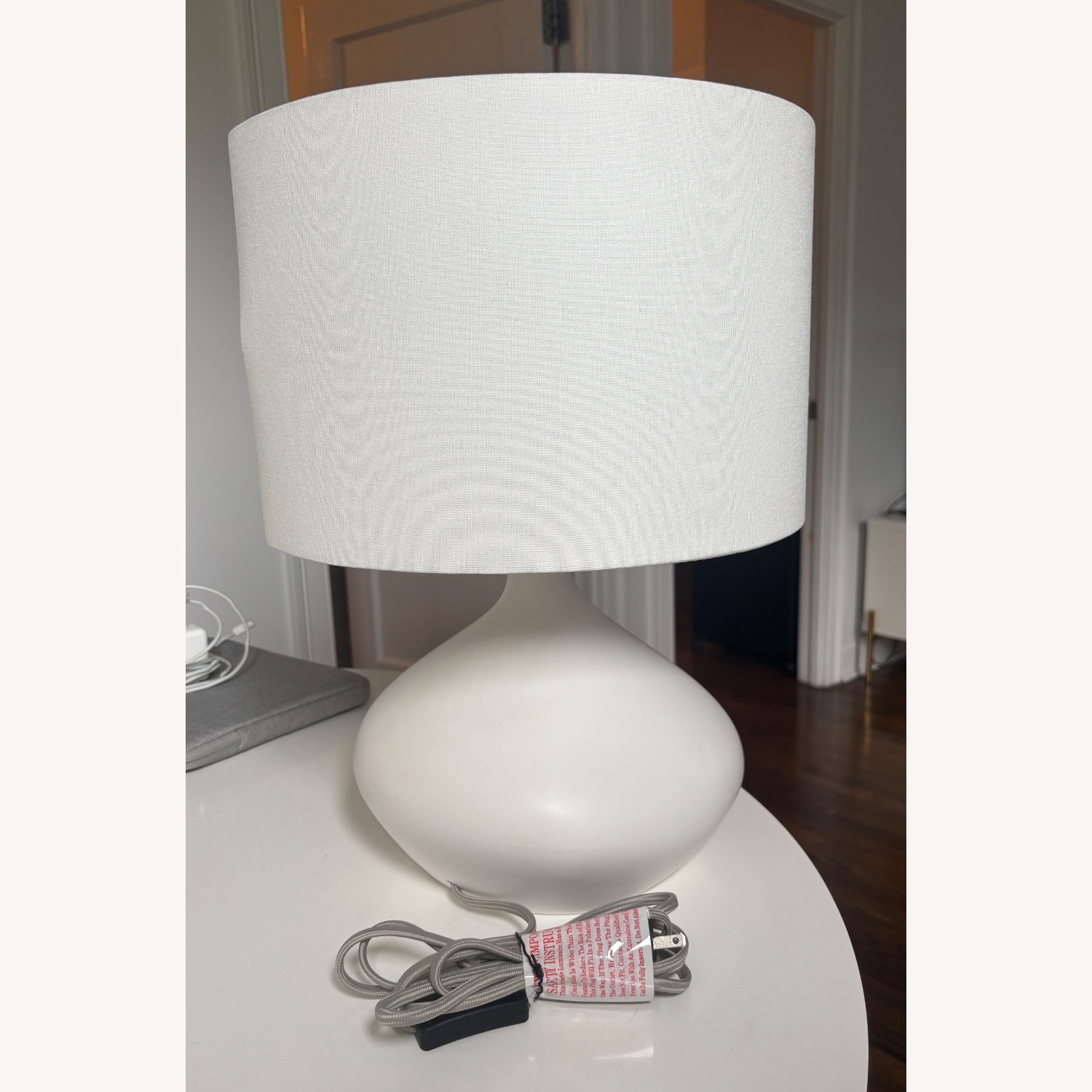 West Elm Asymmetry White Ceramic Table Lamp - image-1