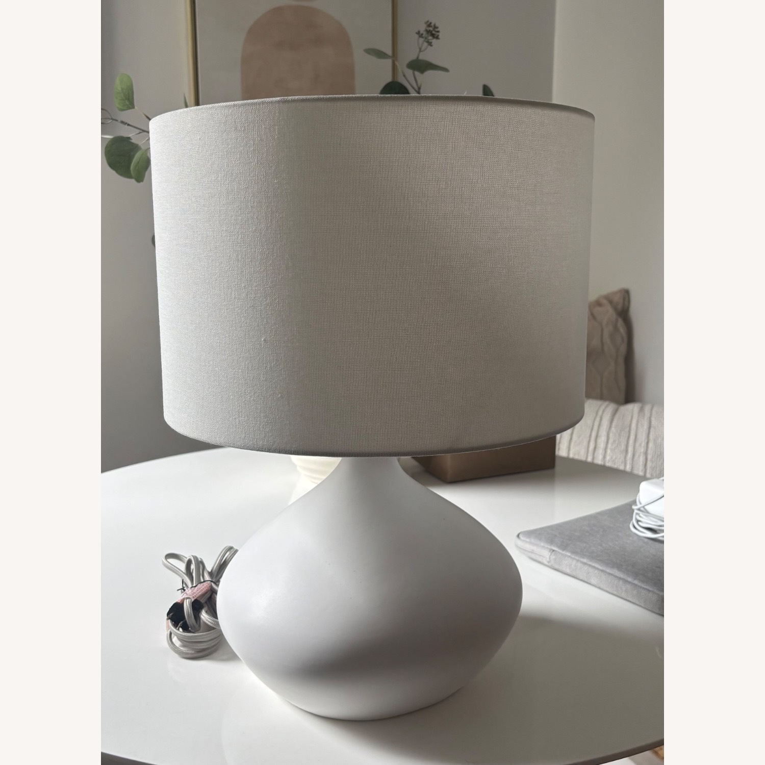 West Elm Asymmetry White Ceramic Table Lamp - image-3