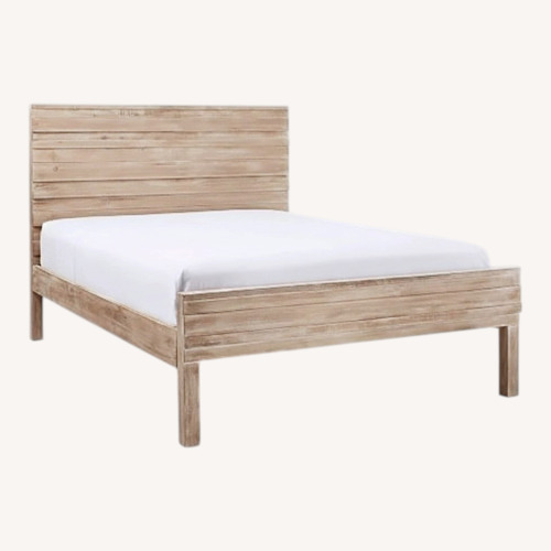 Used West Elm Stria Cerused Wood Queen Bed for sale on AptDeco