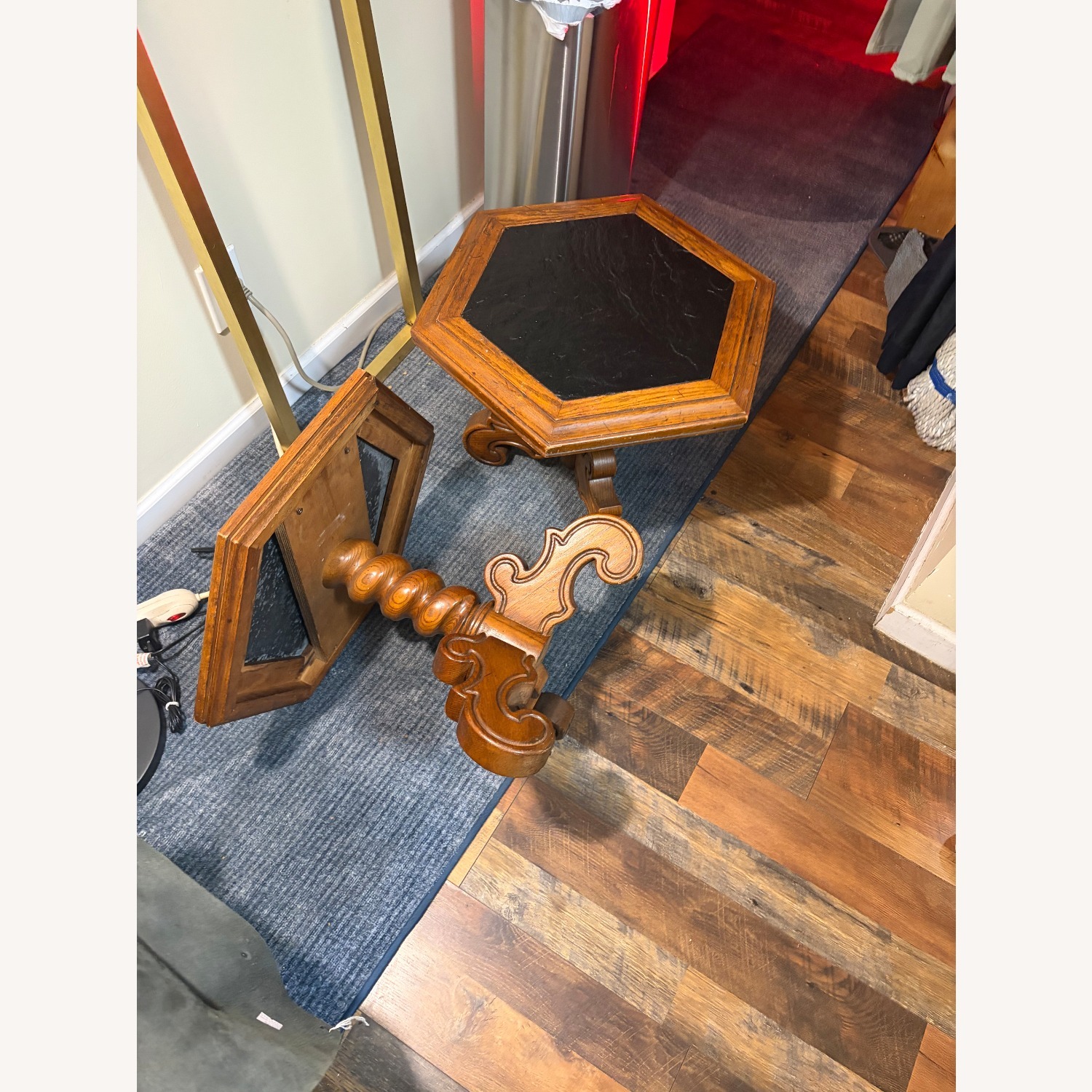  1970s Vintage Slate‑Top Hexagon Side Tables  - image-6