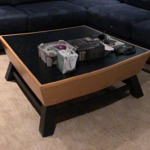 Used Custom Built Coffee Table Black Wood for sale on AptDeco