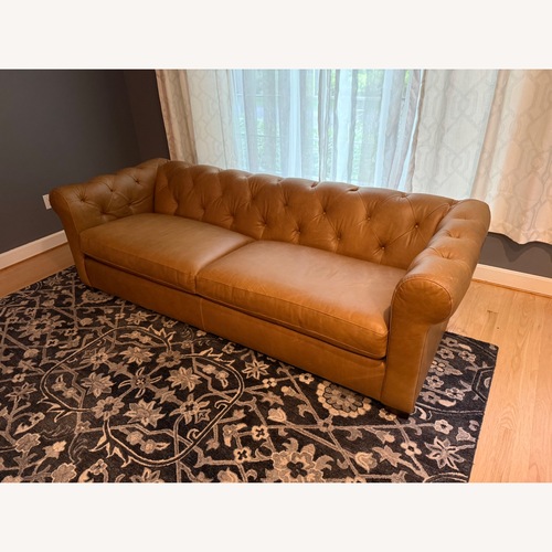 Used Bassett Jamestown Chesterfield-style Leather Sofa for sale on AptDeco