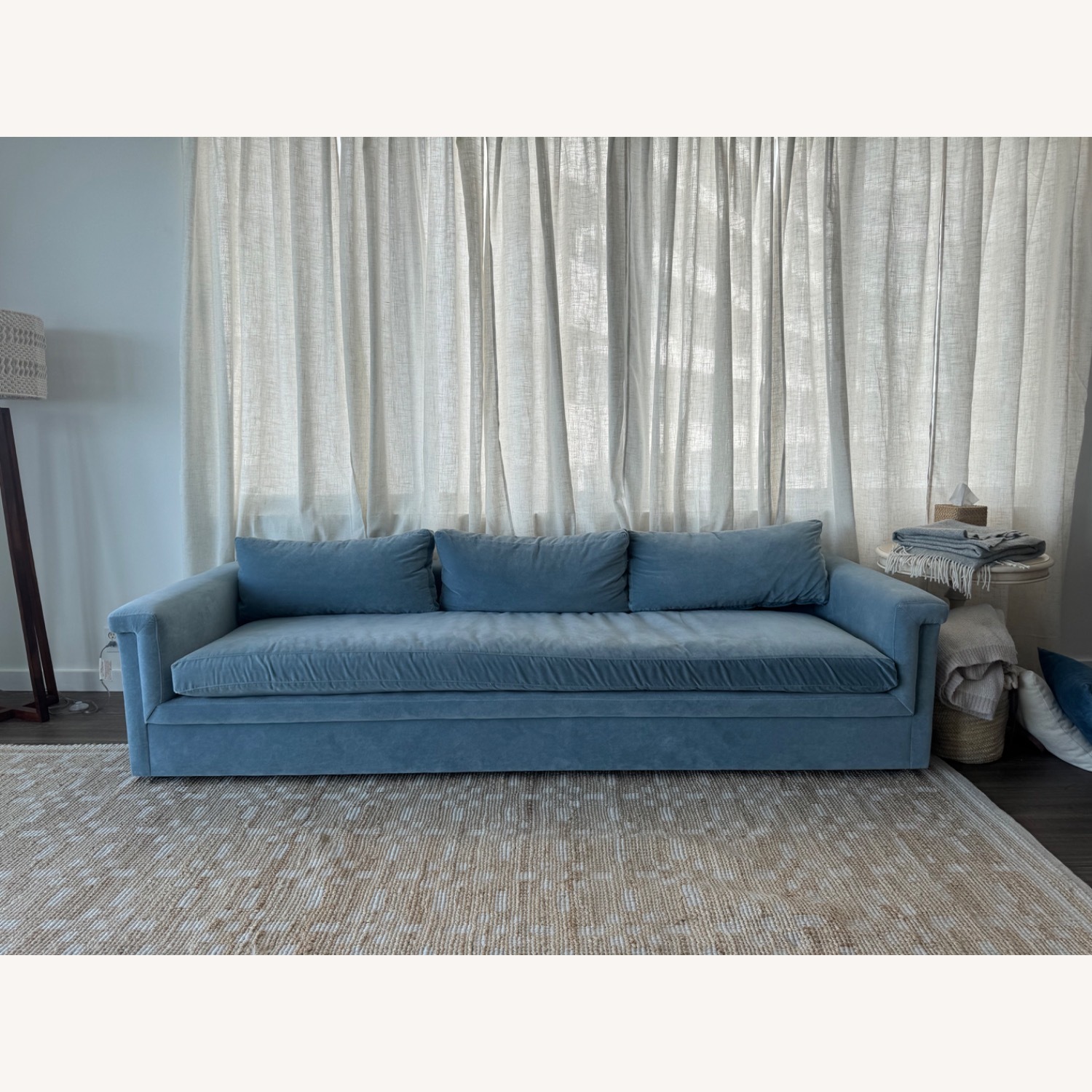 CB2 Ceva 103" Light Blue Performance Velvet Sofa - image-1