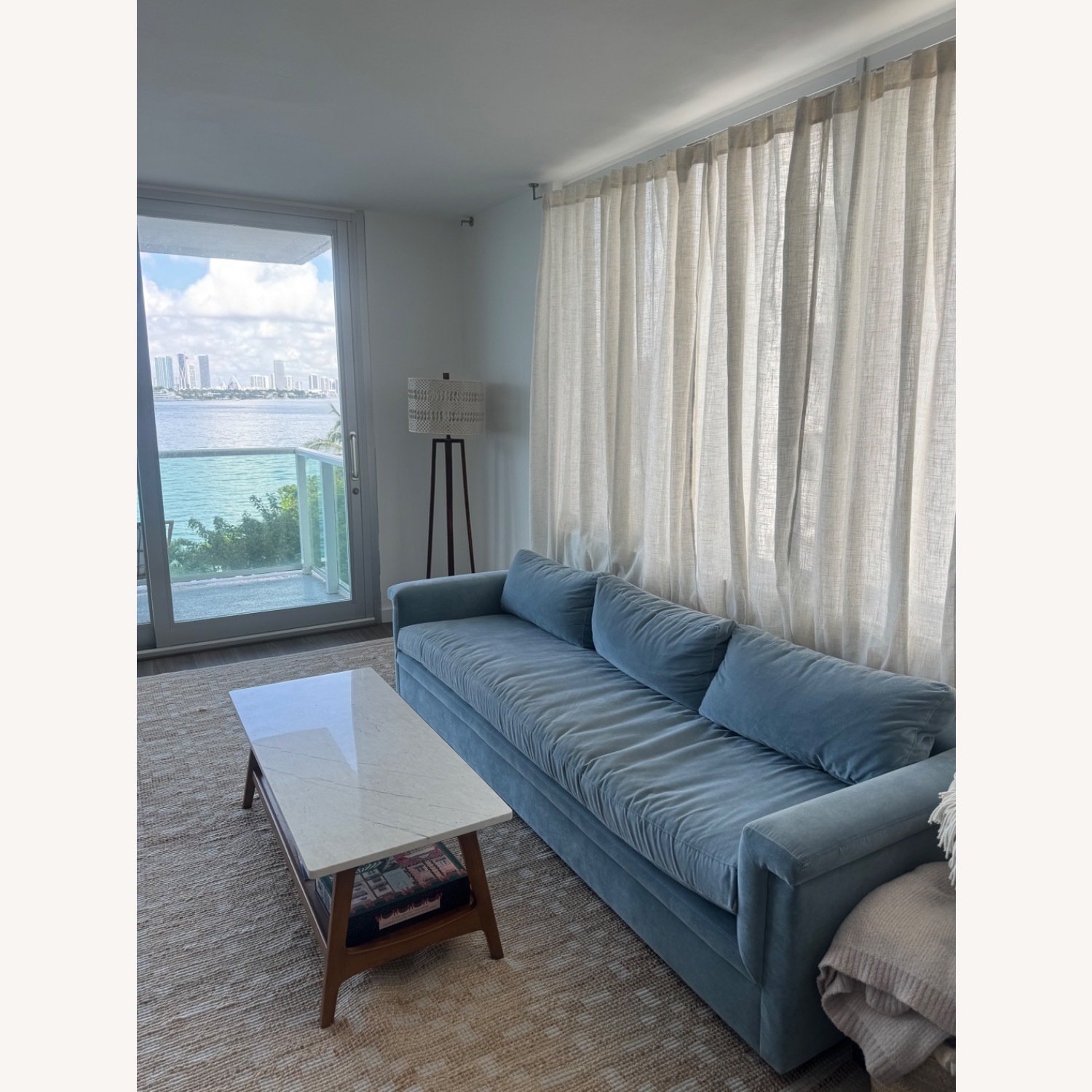CB2 Ceva 103" Light Blue Performance Velvet Sofa - image-3